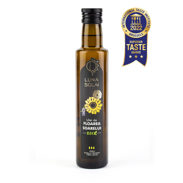 Ulei de floarea soarelui BIO obținut prin presare la rece